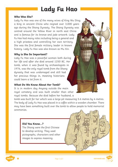 Lady Fu Hao Who Was She? Lady Fu Hao Was One of the Many Wives of King Wu Ding; a King in ...