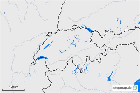 StepMap - Swiss lakes - Landkarte für Schweiz