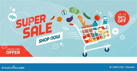 Grocery Shopping Promotional Sale Banner Stock Vector - Illustration of ...