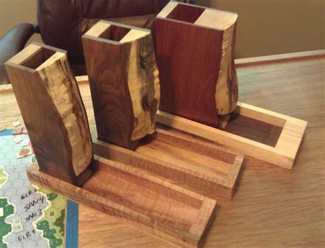 Pictures of woodworking. Three dice towers from figured Maple, Walnut ...