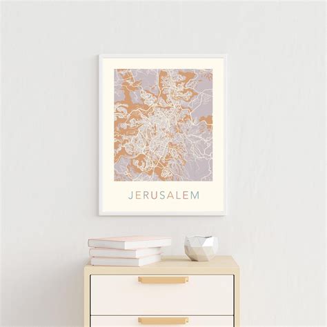 Jerusalem Map Jerusalem Poster Jerusalem Print Jerusalem | Etsy