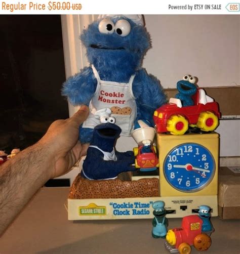 70s Cookie Monster Bundle Clock Sesame Street Plush Toy | Etsy