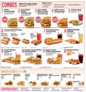 Sonic Drive In Menu | OC Restaurant Guides