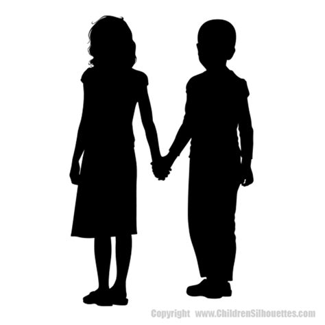 GIRL & BOY HOLDING HANDS WALL SILHOUETTE DECAL (Children's Decor) Boy and Girl Holding Hands Decals