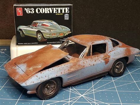 Gallery Pictures AMT 1963 CORVETTE Plastic Model Car Kit 1/25 Scale #861