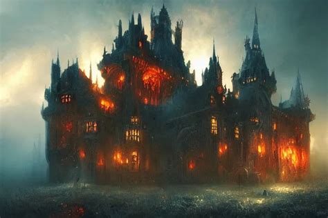 Ornate Castle made of Fire, atmospheric, digital art, | Stable ...