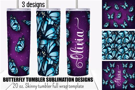 Butterfly tumbler sublimation design