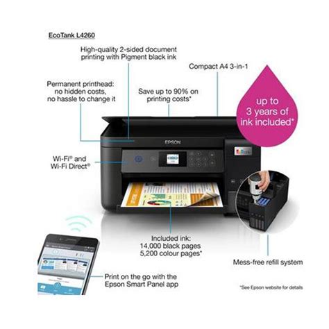 EPSON ECO TANK L4260 PRINTER Double-sided A4 colour 3-in-1 printer with Wi-Fi Direct and LCD ...