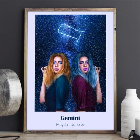 Gemini Zodiac Sign Printable Poster (3 sizes) - Magda Design ...