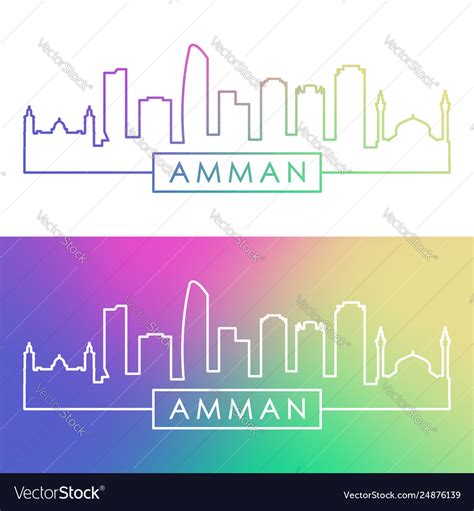 Amman skyline colorful linear style editable Vector Image