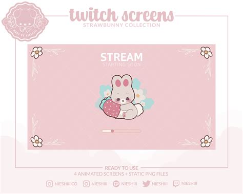 ANIMATED Strawbunny Twitch Screens / Starting Soon / Kawaii - Etsy