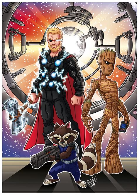 Thor, Rocket & Groot on Behance