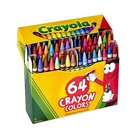 Crayola Standard Crayons With Built In Sharpener Assorted Colors Box Of 64 Crayons - Office Depot