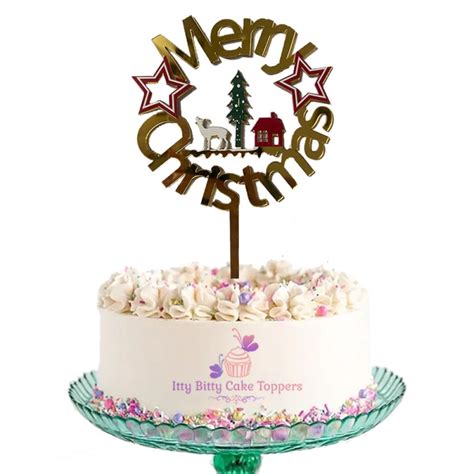 Merry Christmas Cake Topper Acrylic - Itty Bitty Cake Toppers