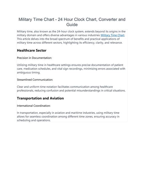 Military Time Chart - 24 Hour Clock Chart, Converter and Guide by web shops - Issuu