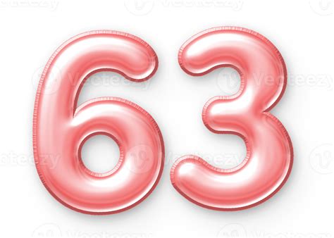63 Number Balloon Pink 24652435 PNG