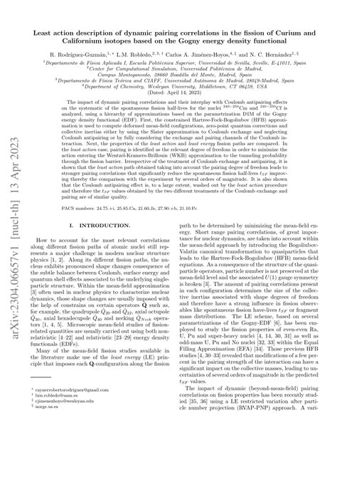 (PDF) Least action description of dynamic pairing correlations in the fission of Curium and ...