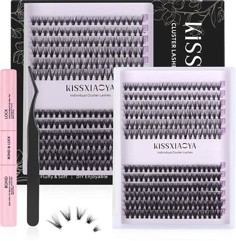 Cluster Eyelash Extensions Kit, DIY Lashes Extension Kit with Lash Bond & Seal and Applicator ...