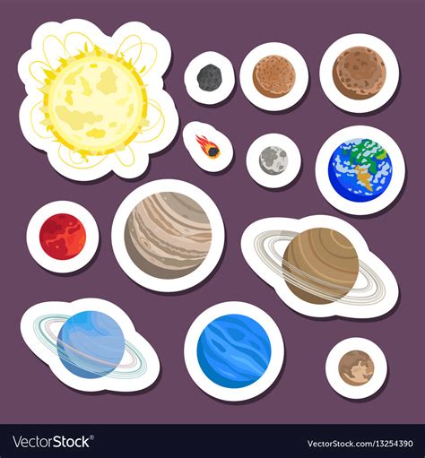 Solar system planet stickers Royalty Free Vector Image