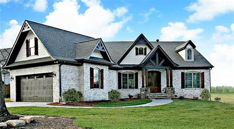 Plan 12262JL: Expandable Rustic Ranch with Angled Garage | Brick exterior house, Craftsman house ...