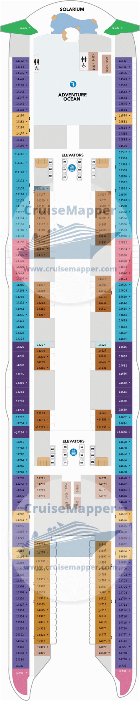 Utopia Of The Seas deck 14 plan | CruiseMapper