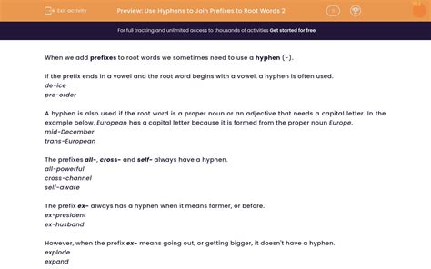 Use Hyphens to Join Prefixes to Root Words 2 Worksheet - EdPlace
