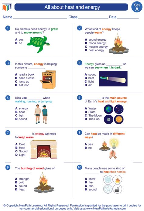 Heat Energy Worksheet For Kindergarten