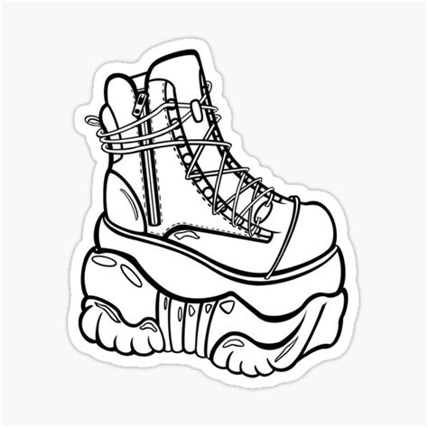 "Platform Combat Boot Chunky Heel Raver Shoe" Sticker for Sale by coloringbook | Redbubble