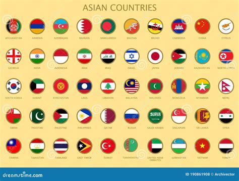 All Flags of Asian Countries Stock Vector - Illustration of logo, national: 190861908