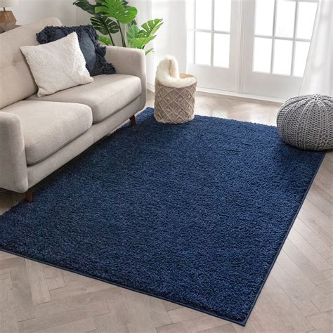 Well Woven Solid Color Indigo Blue Soft Shag Area Rug 8x10 8x11 (7'10" x9'10) - Walmart.com