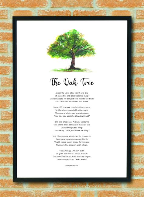 Oak Tree Poem Inspirational Printable Art Nature Wall Art - Etsy