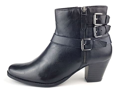 Women Leather Ankle Boots Mid Block Heel Double Buckle Western Shoes Size Zip | eBay