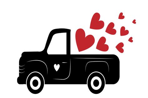 Valentine truck SVG, Valentine svg, Valentine red truck Svg, red old t ...