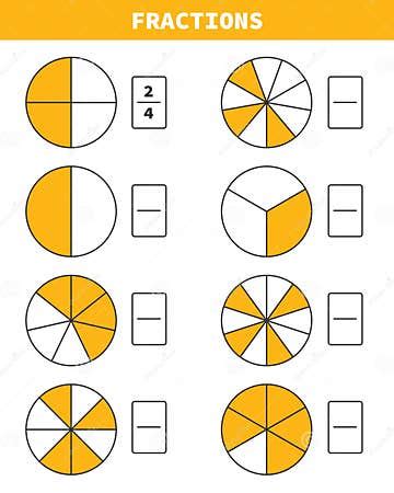 Vector Drawing of Fractions Worksheet Stock Illustration - Illustration ...