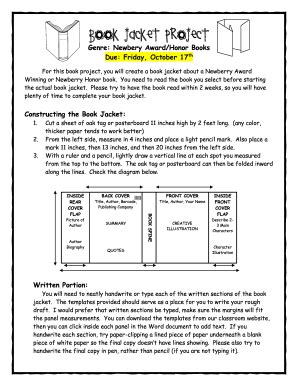 Book Jacket Project - Fill and Sign Printable Template Online