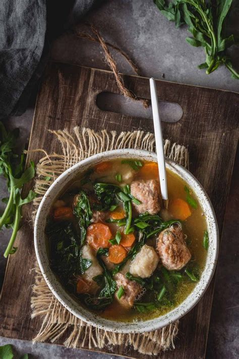 Taro Soup with Arugula and Turkey Meatballs - Yummy Addiction