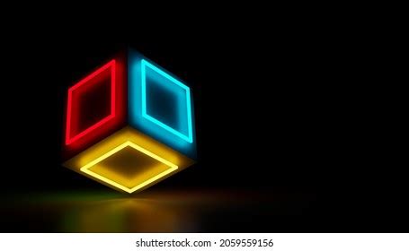 3d Cube Neon Light On Black Stock Illustration 2064028346 | Shutterstock