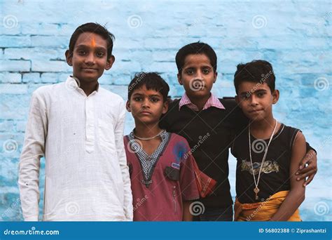 Young Boys In Indian Village. Editorial Stock Photo - Image: 56802388