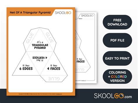 Net Of A Triangular Pyramid - Free Worksheet - SKOOLGO