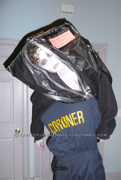 Creepy Corpse in a Body Bag and Coroner Couple Costume