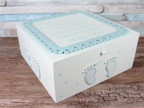 Large Baby boy blue keepsakes shabby chic memory box storage | eBay