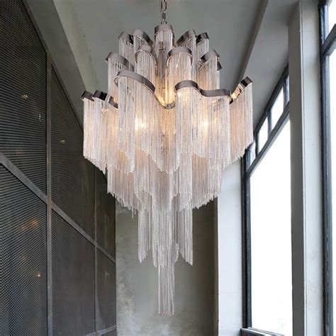 Contemporary Tassel Chandelier Lighting Alluminum Chain Chandeliers Light Hanging Lamp Fixtures ...