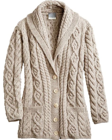 Women's Irish Supersoft Wool Shawl-Collar Cardigan | Shawl collar sweater women, Wool sweaters ...