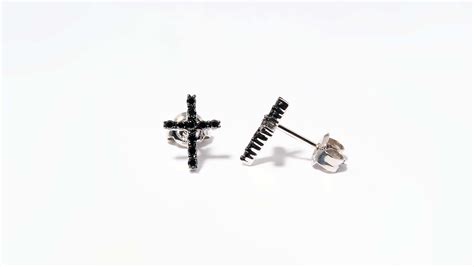 Black Diamond Cross Earrings in 10K White Gold | Browne's Jewelers