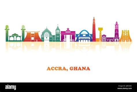 Colourfull Skyline panorama of city of Accra, Ghana - vector ...