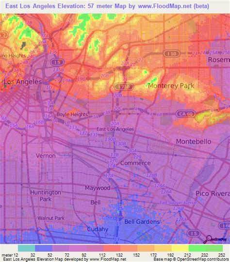 Elevation Map Los Angeles | Tourist Map Of English