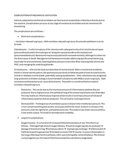 Complication of mechanical ventilation | PDF