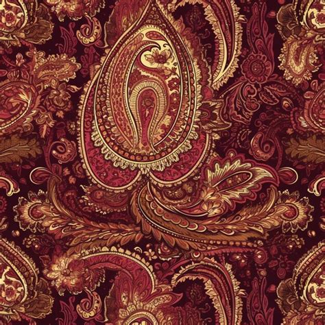 Premium AI Image | A close up of a paisley pattern on a red background ...