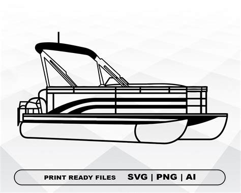 Pontoon Boat Outline SVG Files Clipart Print Ai and Svg | Etsy