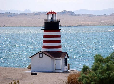 The West Quoddy lighthouse replica is on Lake Havasu, in AZ but the original is in Maine http ...